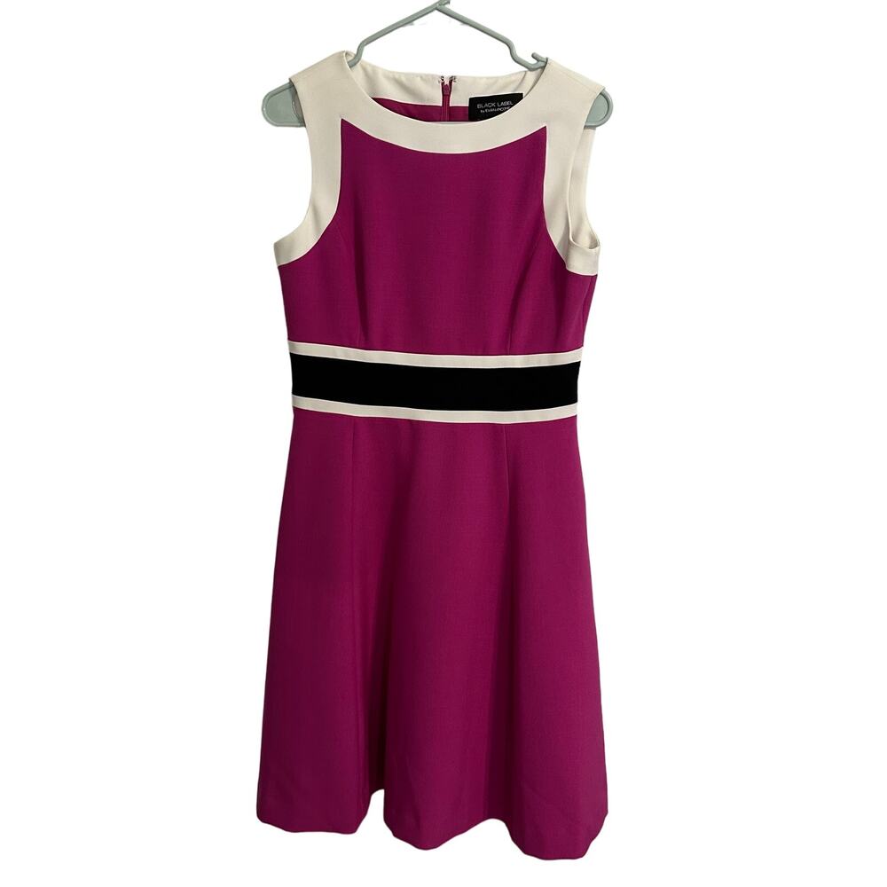 Black Label by Evan Picone Dress Womens 4 Fuchsia Fit and Flare Timeless Flirty